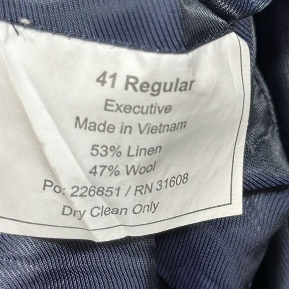 Jos A Bank Mens Linen Wool Blend Tailored Fit Navy Blue Casual Blazer Jacket - Picture 11 of 16